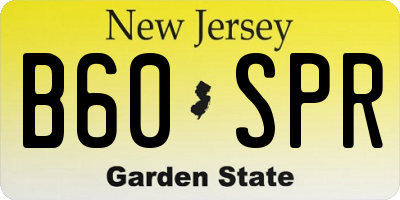 NJ license plate B60SPR