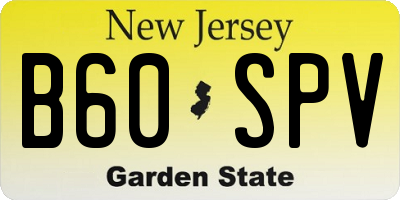 NJ license plate B60SPV