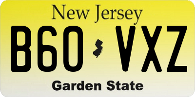 NJ license plate B60VXZ