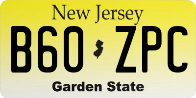 NJ license plate B60ZPC
