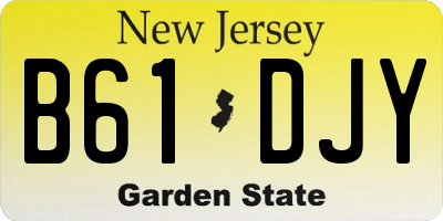 NJ license plate B61DJY