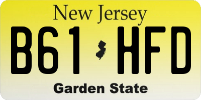NJ license plate B61HFD