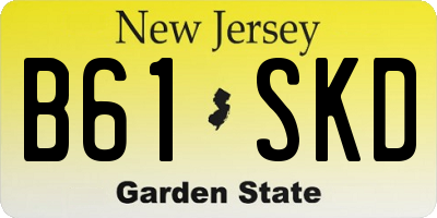 NJ license plate B61SKD