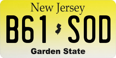 NJ license plate B61SOD
