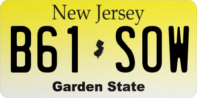 NJ license plate B61SOW