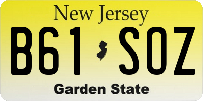 NJ license plate B61SOZ