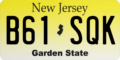 NJ license plate B61SQK