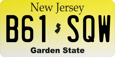 NJ license plate B61SQW