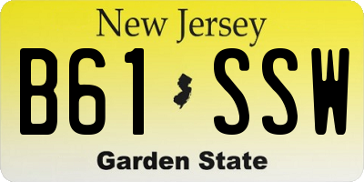 NJ license plate B61SSW