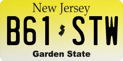 NJ license plate B61STW