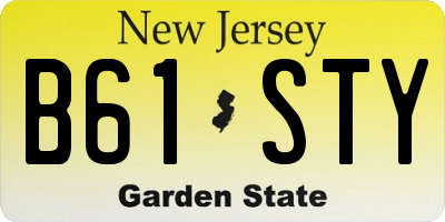 NJ license plate B61STY
