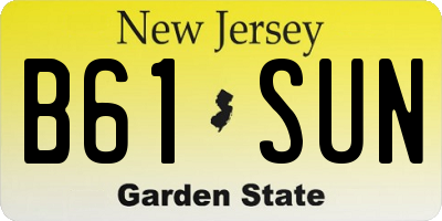 NJ license plate B61SUN