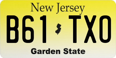 NJ license plate B61TXO