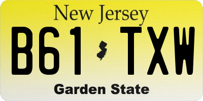 NJ license plate B61TXW