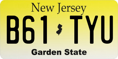 NJ license plate B61TYU