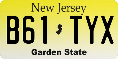 NJ license plate B61TYX