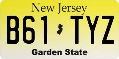 NJ license plate B61TYZ