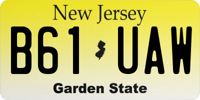 NJ license plate B61UAW