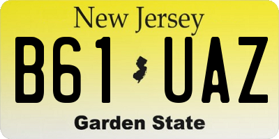 NJ license plate B61UAZ