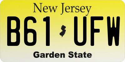 NJ license plate B61UFW