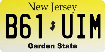 NJ license plate B61UIM