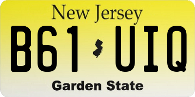 NJ license plate B61UIQ