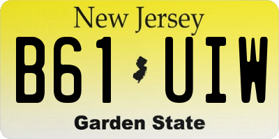 NJ license plate B61UIW