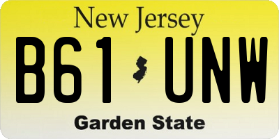 NJ license plate B61UNW