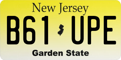 NJ license plate B61UPE