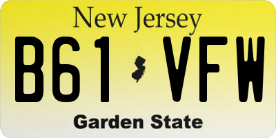 NJ license plate B61VFW