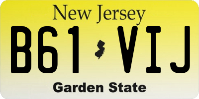 NJ license plate B61VIJ