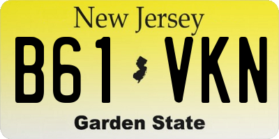 NJ license plate B61VKN