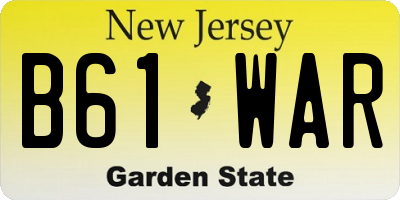 NJ license plate B61WAR