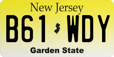 NJ license plate B61WDY
