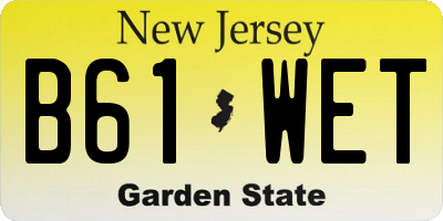 NJ license plate B61WET