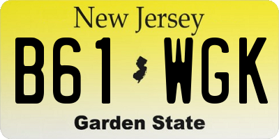 NJ license plate B61WGK