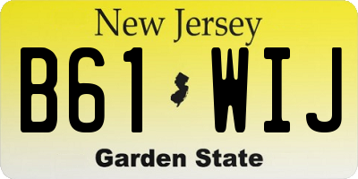 NJ license plate B61WIJ
