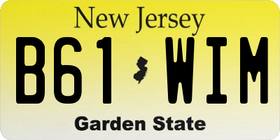 NJ license plate B61WIM