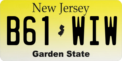 NJ license plate B61WIW