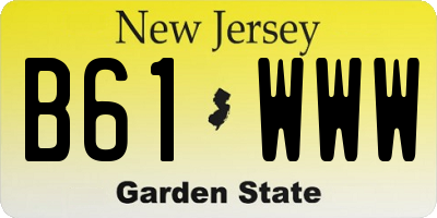 NJ license plate B61WWW