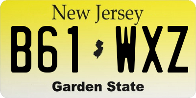 NJ license plate B61WXZ