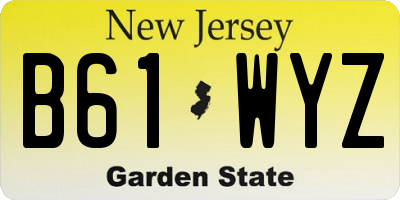 NJ license plate B61WYZ