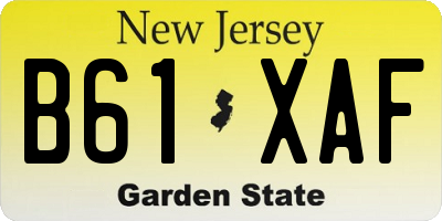 NJ license plate B61XAF
