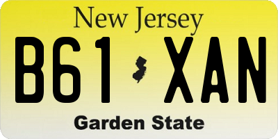 NJ license plate B61XAN