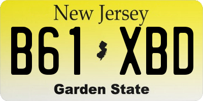 NJ license plate B61XBD