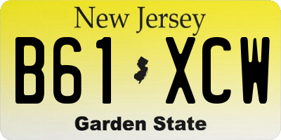 NJ license plate B61XCW