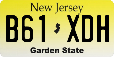 NJ license plate B61XDH