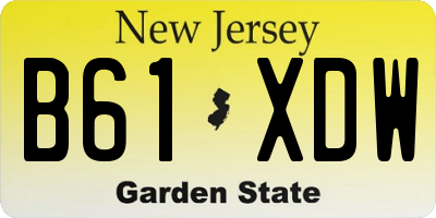 NJ license plate B61XDW