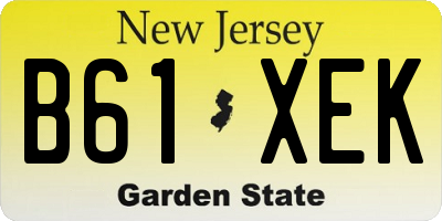 NJ license plate B61XEK