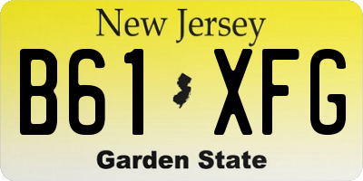 NJ license plate B61XFG